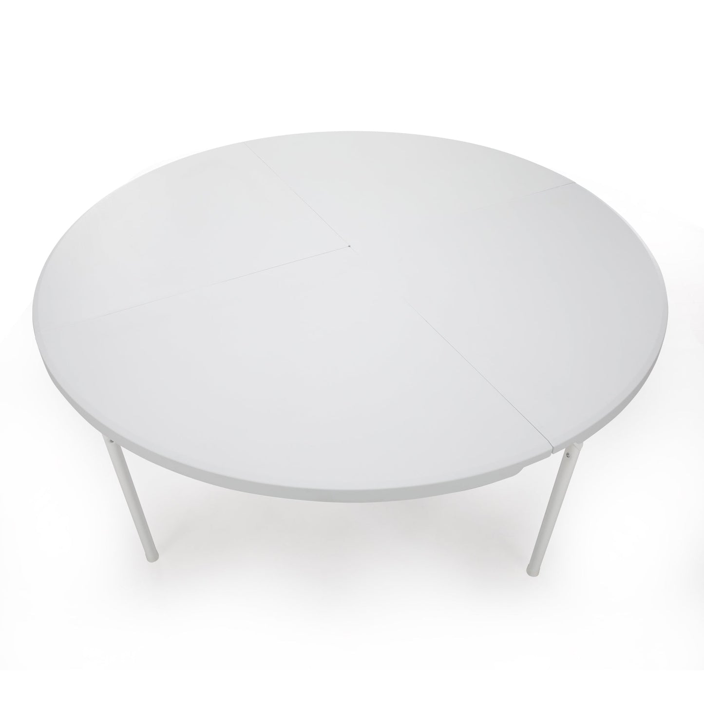 Round Plastic Folding Table with Carrying Handle, 66 Heavy Duty Foldable Round Table Indoor Outdoor, 5 Legs Portable Dining Round Table for Parties, Banquets and Events, White