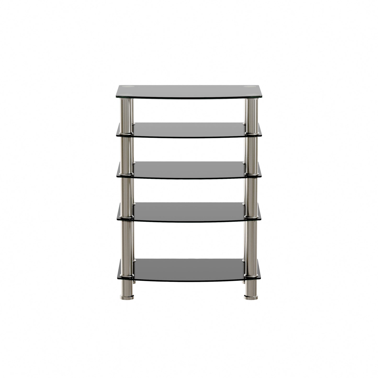 5-Tier Tempered Glass Side Table Stainless Steel Frame End Table for Living Room, Bedroom, Black